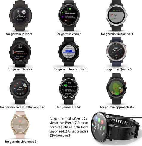 شاحن Amzpas لـ Garmin Venu/Venu Sq/Venu Sq Music/Venu 2/Venu 2S/Vívoactive 3/3 Music/4/4S، كابل شحن USB ناعم، كابل شاحن متين لـ Garmin Fenix ​​5/5S/5X/5X Plus/5S بلس/6/6S/6X/7/7S/7X in Saudi Arabia