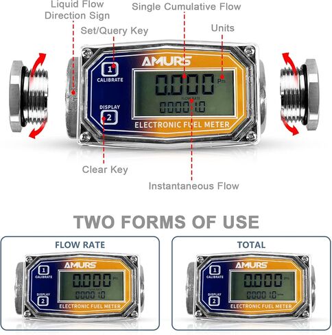 3/4 inch Turbine Flow Meter LCD Digital Display Flowmeter with NPT Counter Detachable Adaptor Flowmeters for Measuring Diesel Kerosene Gasoline Flows in Saudi Arabia