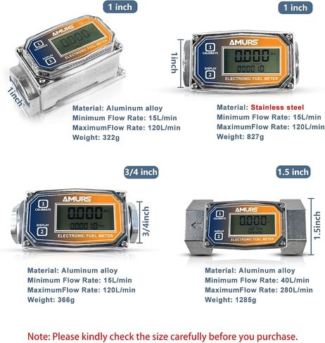 3/4 inch Turbine Flow Meter LCD Digital Display Flowmeter with NPT Counter Detachable Adaptor Flowmeters for Measuring Diesel Kerosene Gasoline Flows in Saudi Arabia