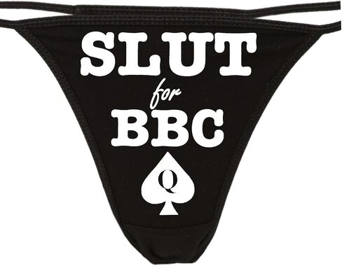 Knaughty Knickers - Slut For BBC - Queen of Spades Thong Panties - Love Big Black Cock Underwear in Saudi Arabia