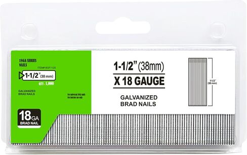 meite 18 Gauge Brad Nails, 1-1/2 Inch 18GA Brad Nails Galvanized Small Finishing Nail Gun Nails for Pneumatic, Electric Brad Nailer Gun (1,000 Counts) in Kuwait