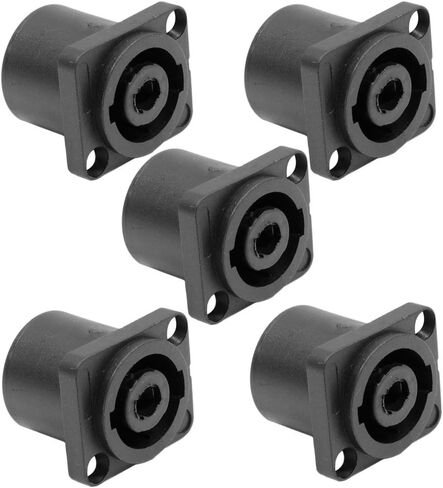 Seismic Audio - SAPT240-5Pack - 5 Pack of 4 Pole Speakon Panel Mount Connectors - Black - Fits Series D Pattern Holes Pro Audio in Saudi Arabia
