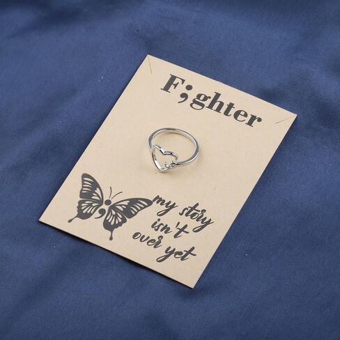 HOLLP My Story isn't Over Yet Semicolon Ring Suicide Awareness Gift Warrior Fighter Semicolon Jewelry Self Harm Awareness Suicide Survivor Gift With Card in Saudi Arabia