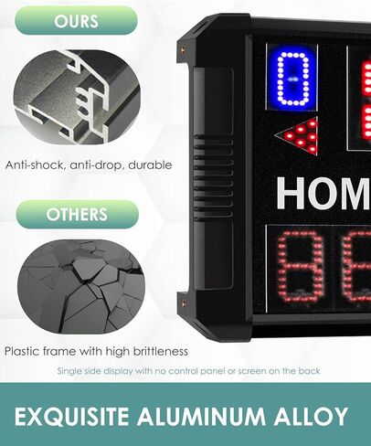 Spolehli لوحة النتائج لكرة القدم مع حامل ثلاثي القوائم متعدد الرياضات، 14/24 ثانية، لوحة النتائج المحمولة على الطاولة، لوحة النتائج الرقمية LED لكرة السلة، كرة القدم، تنس الطاولة، البيسبول، كرة القدم، الكرة الطائرة in Kuwait