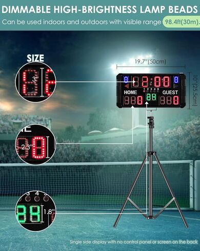 Spolehli لوحة النتائج لكرة القدم مع حامل ثلاثي القوائم متعدد الرياضات، 14/24 ثانية، لوحة النتائج المحمولة على الطاولة، لوحة النتائج الرقمية LED لكرة السلة، كرة القدم، تنس الطاولة، البيسبول، كرة القدم، الكرة الطائرة in Kuwait