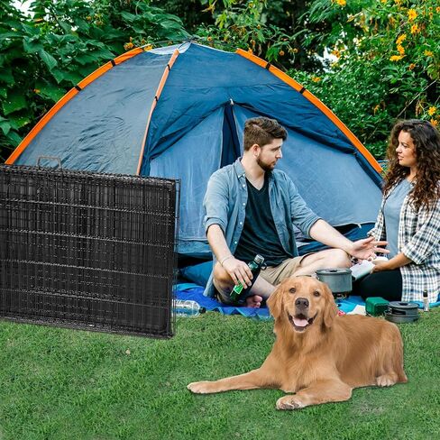 Dog Crate, 42 Inch Large Wire Kennel with Divider Panel, Metal Cages with Double Door, Leak-Proof Pan Tray, Folding Portable for Indoor Outdoor Travel in Saudi Arabia
