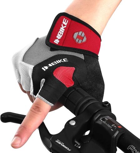 INBIKE 5mm Gel Pad Half Finger Bike Bicycle Cycling Gloves Red X-Large in Saudi Arabia