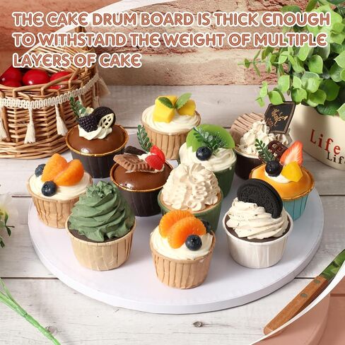 Uiifan 75 Pack Cake Boards Drum 1/2 Inches Thick Cake Drums Rounds Cardboard Base White Sturdy Cake Corrugated Cardboard for Heavy or Multi Layer Cakes, Pastry, Display(12 x 12 Inch) in Saudi Arabia