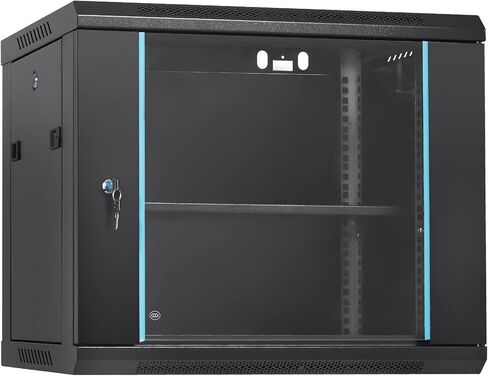 VEVOR 6U Wall Mount Network Server Cabinet, 15.5'' Deep, Server Rack Cabinet Enclosure, 200 lbs Max. Ground-Mounted Load Capacity, with Locking Glass Door Side Panels, for IT Equipment, A/V Devices in Saudi Arabia