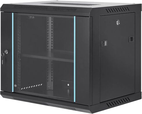 VEVOR 6U Wall Mount Network Server Cabinet, 15.5'' Deep, Server Rack Cabinet Enclosure, 200 lbs Max. Ground-Mounted Load Capacity, with Locking Glass Door Side Panels, for IT Equipment, A/V Devices in Saudi Arabia
