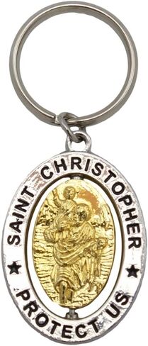 Milagro Saint Christopher Revolving Dual-Tone Key Ring/Chain with Prayer (PD018/Single Unit) in Saudi Arabia