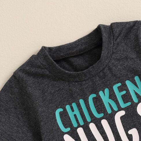 ZJLJAYCHOU Toddler Baby Boy Farm Clothes Short Sleeve Chicken Nugs&Mama Hugs Tshirt Chick Print Shorts Set 2pc Summer Clothes in Saudi Arabia