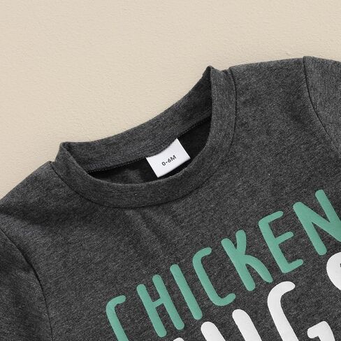 ZJLJAYCHOU Toddler Baby Boy Farm Clothes Short Sleeve Chicken Nugs&Mama Hugs Tshirt Chick Print Shorts Set 2pc Summer Clothes in Saudi Arabia