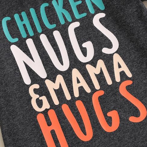 ZJLJAYCHOU Toddler Baby Boy Farm Clothes Short Sleeve Chicken Nugs&Mama Hugs Tshirt Chick Print Shorts Set 2pc Summer Clothes in Saudi Arabia