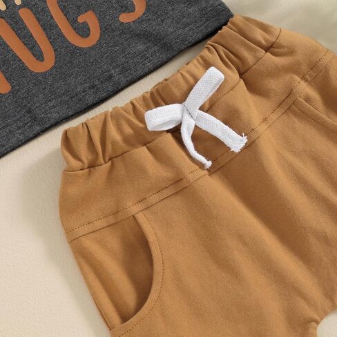 ZJLJAYCHOU Toddler Baby Boy Farm Clothes Short Sleeve Chicken Nugs&Mama Hugs Tshirt Chick Print Shorts Set 2pc Summer Clothes in Saudi Arabia