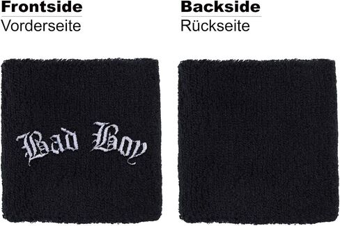 Bad Boy Sweat Band for Wrist - Embroidered Sweat Absorbent Wrist Band for Men - Black Terrycloth Arm Band for Training Tennis Volleyball Basketball Workout - Gift for Sports Lovers in Saudi Arabia