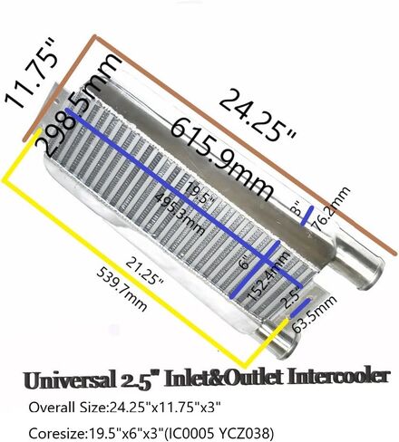 EMUSA 2.5 "I/O 1 SIDE Front Mount Intercooler 24"x11"x3" لـ ECLIPSE TALON DSM in Kuwait