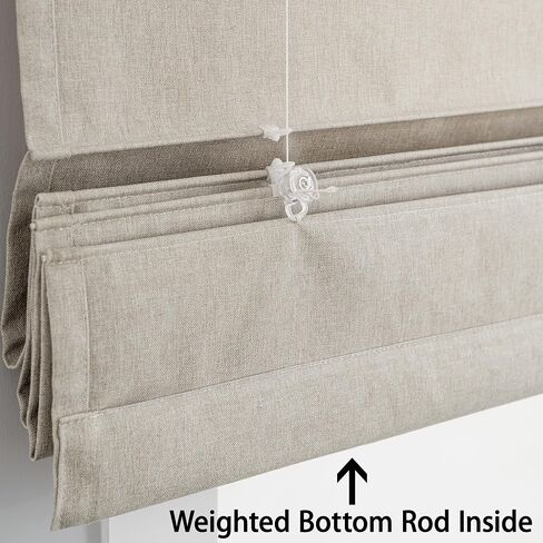 SHECUTE Roman Shades for Windows Cordless, Fabric Roman Window Shades for Bedroom, Living Room and Home, Room Darkening Light Filtering Roman Blinds for Windows and French Doors (Linen, 30"W x 64"L) in Saudi Arabia