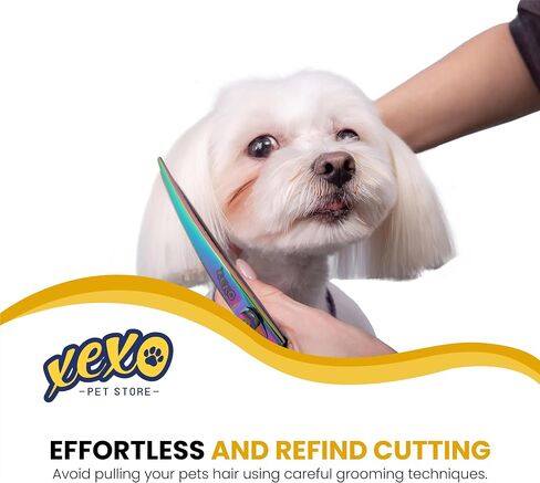XEXO Curved Dog Grooming Scissors - Professional Dog Grooming Scissors - Comfortable Grip and High-Grade Stainless Steel Screw - 7.5" Inch Stainless Steel Curved Shears in Saudi Arabia