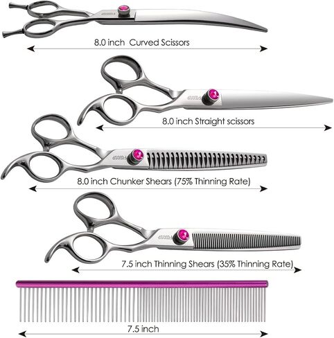Chunkers Dog Grooming Scissors 7.0 in Professional Thinning Shears for Dogs Pet Grooming Scissors Chunkers Shears Dog Grooming Japan 440C 70% Thinning Rate 18 Teeth(7.0'',Chunkers) in Kuwait