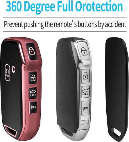 Tukellen for Kia Key Fob Cover,Special Soft TPU Key Case Cover Protector Compatible with Cerato Ceed Forte NIRO Sorento Seltos Sportage Soul Telluride Remote/Smart Key,Key Shell-Pink in Saudi Arabia