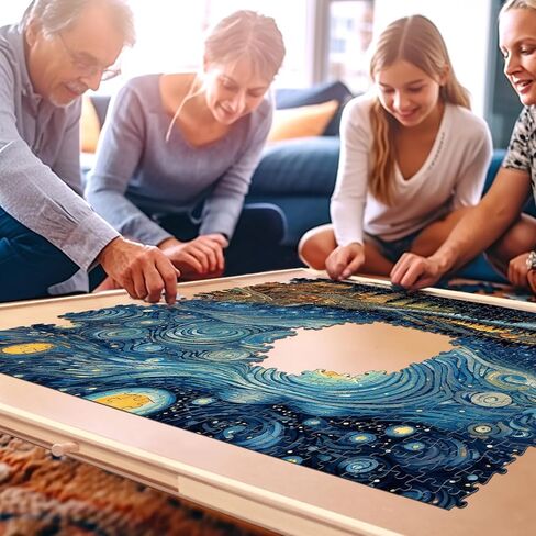 MOCOWAY 1500 Piece Wooden Puzzle Table Rotating Puzzle Board with 6 Drawers and Cover Portable Spinning Jigsaw Puzzle Board Holiday Birthday Gift for Boys Girls Friends Family, 36.6" x28.2.1" in Saudi Arabia