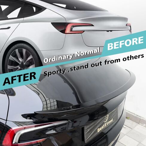 BestEvMod 2024 Tesla Refresh Model 3 Highland Rear Spoiler Wings OEM Style ABS لعام 2024 Refresh Tesla Model 3 Highland Rear Trunk Spoiler شفة الذيل الجناح الخلفي غطاء صندوق السيارة الملحقات (ألياف الكربون) in Saudi Arabia