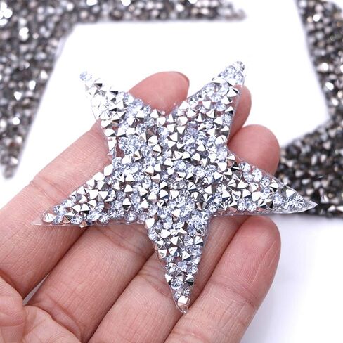 JKJF واضح حجر الراين ستار بقع يزين بقع زينة الملابس التصحيح للجينز والسترات أكياس حقائب الظهر القبعات الأحذية الملابس الزينة DIY Artcrafts الفضة 8 قطع 4 سم 6 سم 8 سم 11 سم in Kuwait