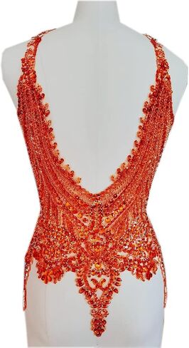 Handmade 16 colour rhinestones lace bodice applique sew on beads sequins trimming patches for dress clothing accessories (Black) in Saudi Arabia
