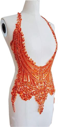 Handmade 16 colour rhinestones lace bodice applique sew on beads sequins trimming patches for dress clothing accessories (Black) in Saudi Arabia