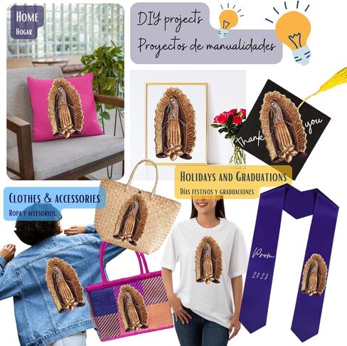 رقعة الترتر Virgen de Guadalupe، رقعة الخياطة Our Lady Guadalupe، رقعة مطرزة بالترتر وردة حمراء، رقعة وردة حمراء ليدي Guadalupe، رقعة الترتر العذراء، رقعة سترة Virgencita Denim in Kuwait