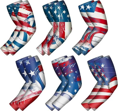 Bunnycool 6 Pairs Volleyball Arm Sleeve Youth Sports Elbow Compression Arm Sleeve Sun Protection Anti Slip Sleeve for Teen in Saudi Arabia
