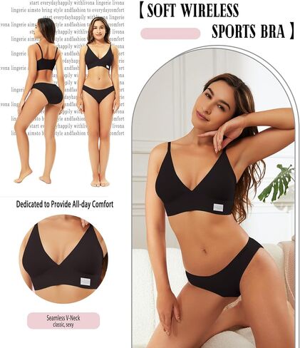 Livona Wireless Bra for Women - Sports V-Neck Comfortable Padded Bralette with Support Workout Tops Cami Crop Tank Tops S-XXL in Saudi Arabia