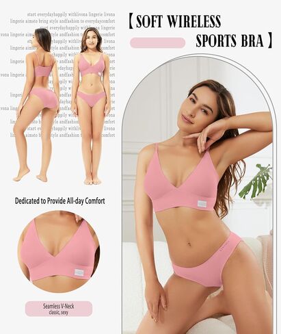 Livona Wireless Bra for Women - Sports V-Neck Comfortable Padded Bralette with Support Workout Tops Cami Crop Tank Tops S-XXL in Saudi Arabia