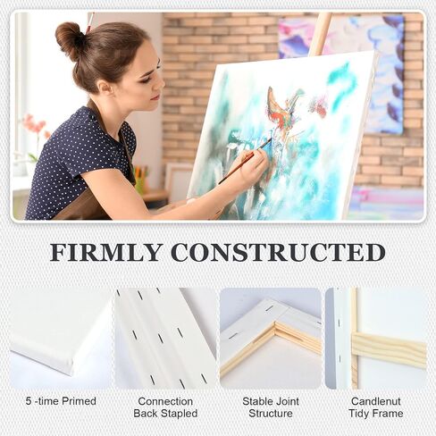 Outus 10 Pack Stretched Canvas 24 x 36 Inch Extra Large Cotton Canvases for Painting Heavy Weight Triple Primed Blank Artist Canvas for Oil Acrylic Paints(24 x 36 Inch) in Saudi Arabia