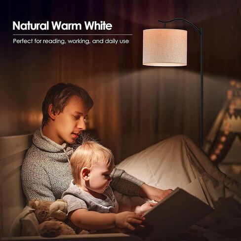 مصباح أرضي BoostArea لغرفة المعيشة، مصباح أرضي مقوس LED بقدرة 9 وات، مصباح قائم طويل وحديث مع غطاء من الكتان، درجة حرارة 3 ألوان، مقبس E26، مفتاح القدم، مصباح أرضي في منتصف القرن لغرف النوم والمكتب in Kuwait