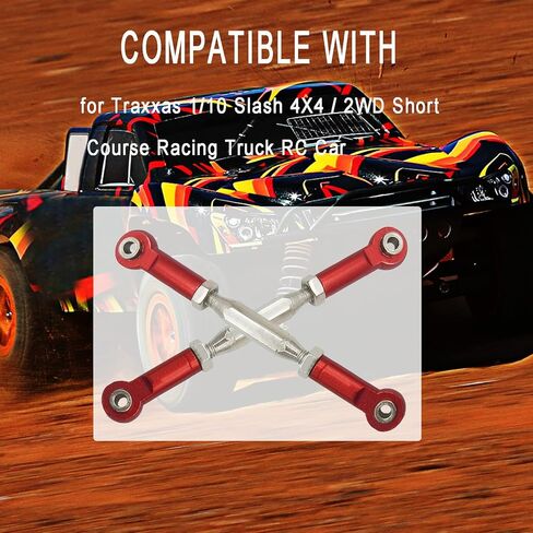 شدادات دوارة قابلة للتعديل/وصلة حدبة مع مجموعات نهايات قضيب لأجزاء ترقية 1/10 Traxxas Slash 2WD/ 4x4 (أحمر) in Kuwait