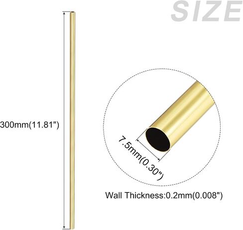 أنبوب نحاسي METALLIXITY (7.5 مم OD × 0.2 مم جدار T × 300 مم طول) قطعتان، أنابيب مستقيمة - للأثاث المنزلي، والآلات، والحرف اليدوية اليدوية in Saudi Arabia