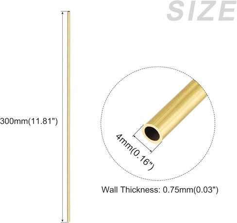 METALLIXITY Brass Tube (4mm OD x 0.75mm Wall T x 300mm L) 2Pcs, Straight Tubing - for Home Furnishing, Machinery, DIY Handicraft in Saudi Arabia
