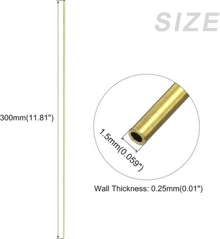 METALLIXITY Brass Tube (1.5mm OD x 0.25mm Wall T x 300mm L) 2Pcs, Straight Tubing - for Home Furnishing, Machinery, DIY Handicraft in Saudi Arabia
