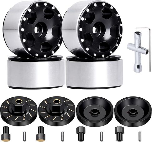 Hobbypark 4pcs 1.0 Beadlock Wheels Rims with Brass Wheel Weights Extended 7mm Hex Wheel Hubs for 1/24 RC Crawler Car Axial SCX24 Gladiator Bronco C10 Deadbolt Upgrades (Type A) in Saudi Arabia