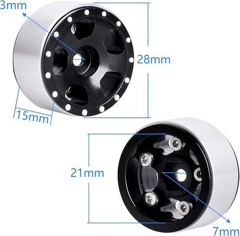 Hobbypark 4pcs 1.0 Beadlock Wheels Rims with Brass Wheel Weights Extended 7mm Hex Wheel Hubs for 1/24 RC Crawler Car Axial SCX24 Gladiator Bronco C10 Deadbolt Upgrades (Type A) in Saudi Arabia
