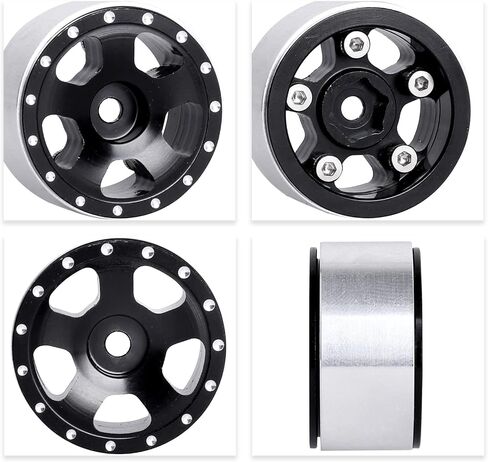 Hobbypark 4pcs 1.0 Beadlock Wheels Rims with Brass Wheel Weights Extended 7mm Hex Wheel Hubs for 1/24 RC Crawler Car Axial SCX24 Gladiator Bronco C10 Deadbolt Upgrades (Type A) in Saudi Arabia