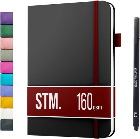 Scribbles That Matter A5 Dotted Journal Notebook + Free Pen! Your Bullet Dotted Journal Vegan Hard Cover 160gsm Dotted Notebook Bleedproof thick paper with 150 Pages for Work (5.75 x 8.5), Charcoal in Saudi Arabia