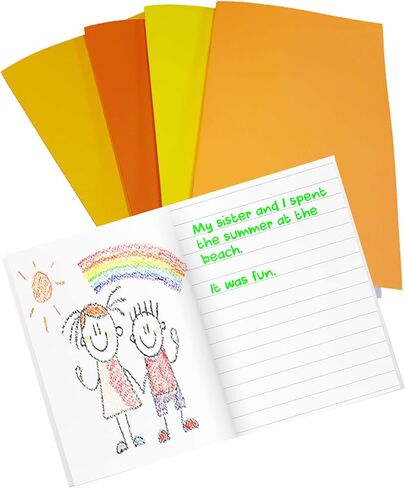 Debra Dale Designs USA-Made Kids' Notebooks: 4-Pack with Blank & Lined Pages, 5.25" x 8.5", Sunset Colors for Bright Ideas, Sturdy Covers, 20 Pages per Journal in Saudi Arabia