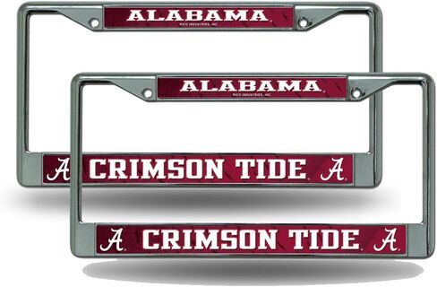 إطار لوحة ترخيص معدني من الكروم من Alabama Crimson Tide - مجموعة من إطارين in Kuwait