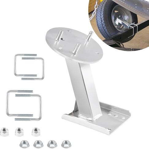 حامل إطارات احتياطية عالي التركيب 3001.0064 من Deecaray متوافق مع الإطارات حتى 16 بوصة مع أنماط مسامير 4 أو 5 أو 6 فتحات وإطارات مقطورة 3 بوصة و4 بوصة، فضي in Kuwait