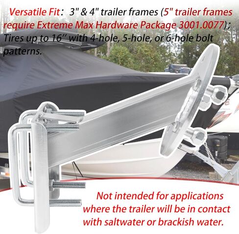 حامل إطارات احتياطية عالي التركيب 3001.0064 من Deecaray متوافق مع الإطارات حتى 16 بوصة مع أنماط مسامير 4 أو 5 أو 6 فتحات وإطارات مقطورة 3 بوصة و4 بوصة، فضي in Kuwait