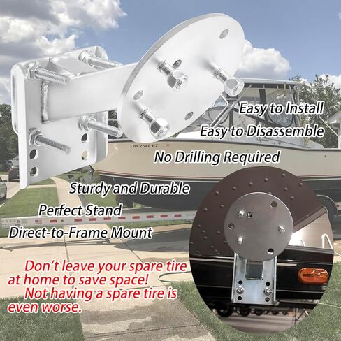 حامل إطارات احتياطية عالي التركيب 3001.0064 من Deecaray متوافق مع الإطارات حتى 16 بوصة مع أنماط مسامير 4 أو 5 أو 6 فتحات وإطارات مقطورة 3 بوصة و4 بوصة، فضي in Kuwait