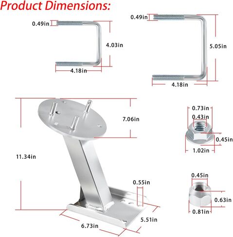 حامل إطارات احتياطية عالي التركيب 3001.0064 من Deecaray متوافق مع الإطارات حتى 16 بوصة مع أنماط مسامير 4 أو 5 أو 6 فتحات وإطارات مقطورة 3 بوصة و4 بوصة، فضي in Kuwait
